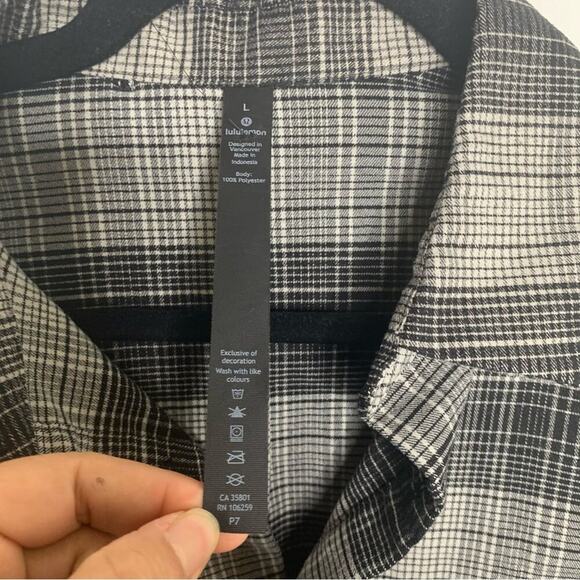 Lululemon‎ Mason Peak flannel plaid button front shirt size large men’s - Picture 3 of 6